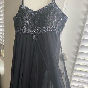 Aspeed black hand beaded floor length dress